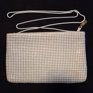Vintage Carla Marchi Purse White Metal Mesh Rope Crossbody Evening Clutch Bag